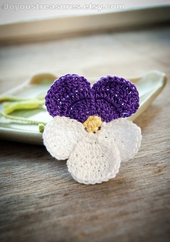 Handmade Crochet Bookmark Violet Pansy Flower by joyoustreasures: 