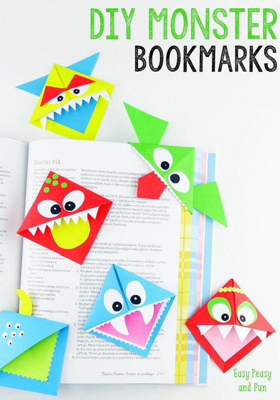 DIY Corner Bookmarks - Cute Monsters - Easy Peasy and Fun: 