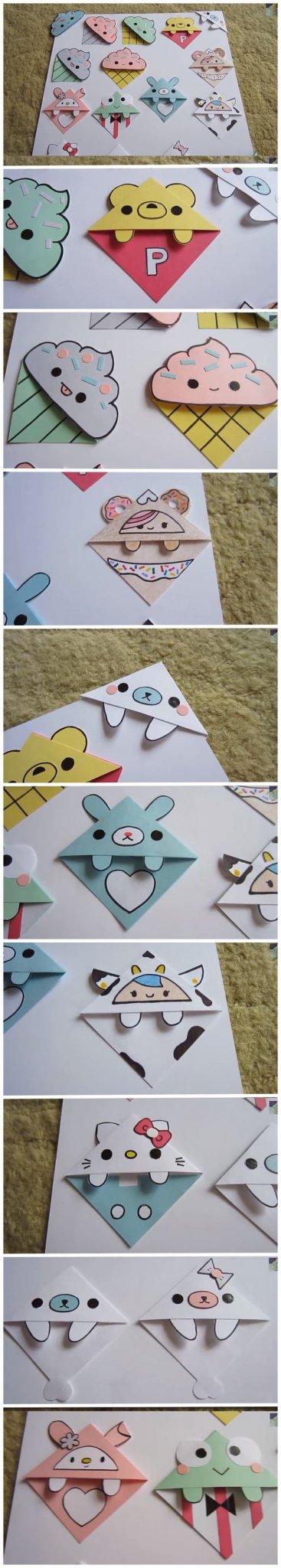 Corner Bookmark Collection (idea) | For more DIY paper craft ideas, visit our Pinterest Board: https://www.pinterest.com/makerskit/papercraft-diy-ideas/: 