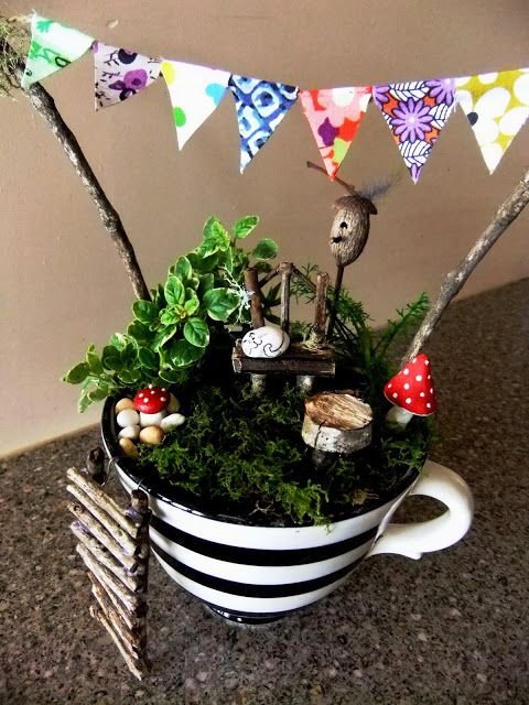 fairy garden in a mug: