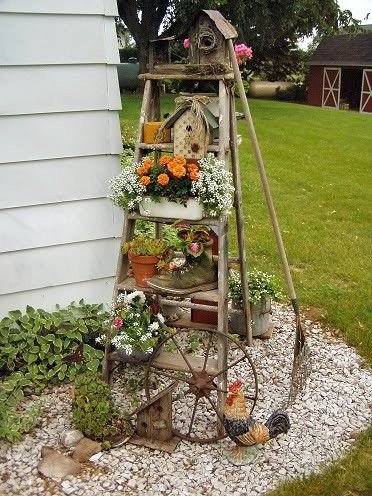 Great use for an old ladder :) #garden #flowers #recycle #upcycle #home: 