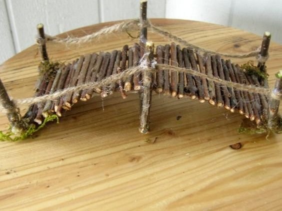 Handmade miniature garden twig footbridge 7 inches by CLOUDFAIRY: