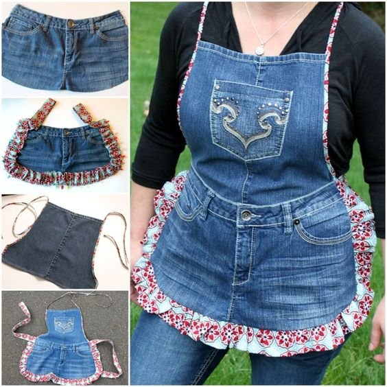 Farm Girl Apron Tutorial from Recycled Jeans                                                                                                                                                      More: 