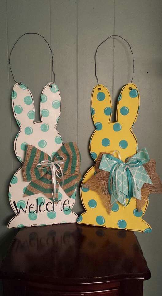 Easter bunny door hangers handpainted: 