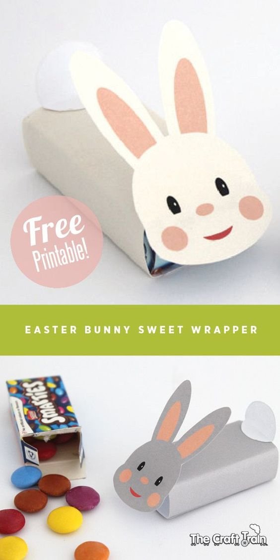 Easter bunny free printable sweet wrapper - perfect for small kids gifts this Easter | The Craft Train: 