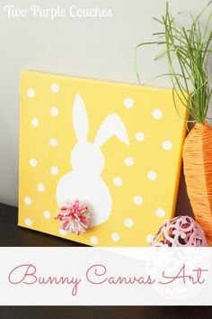 Easter Bunny Canvas Art - two purple couches