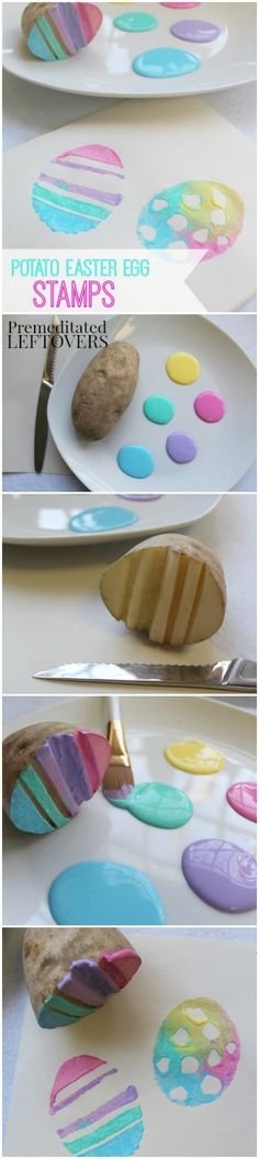 Handmade Potato Easter Egg Stamps for Kids