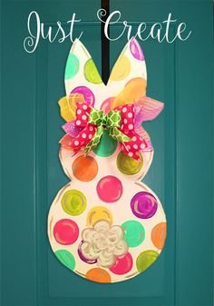 Easter Bunny Wood Door Hanger