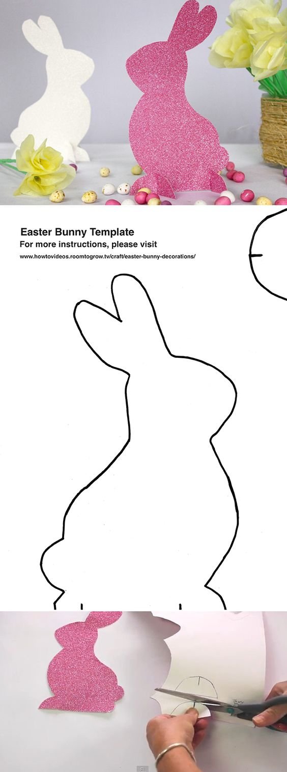 DIY Easter bunny decorations - video tutorial & free printable template from Room to Grow: http://www.howtovideos.roomtogrow.tv/craft/easter-bunny-decorations/: 
