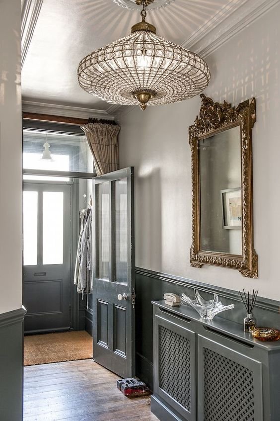 The grand chandelier in the entrance catches the light beautifully. #WTinteriors #interiors: 