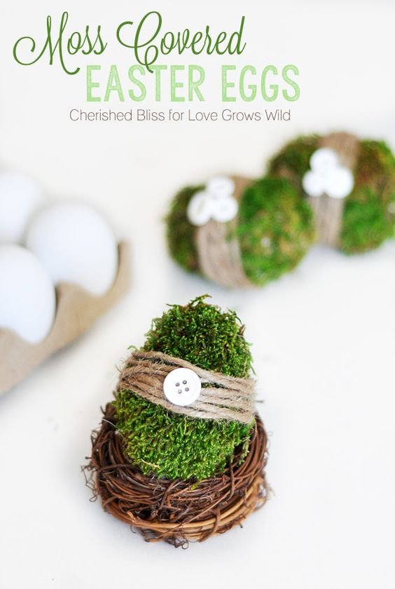 Moss Covered Easter Eggs Grüne deko Eier