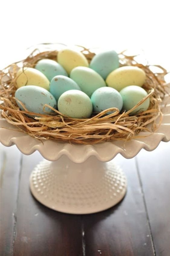 Pretty Easter Decoration. Cool instructions for creating this grass nest.