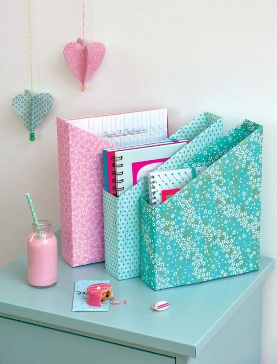 DIY file organizers out of Cereal Boxes