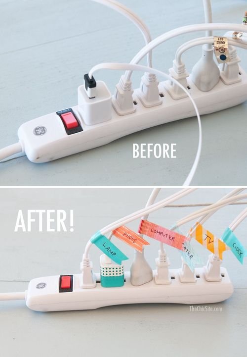 Dorm pro-tip: tag each plug so you'll never accidentally unplug the wrong thing again!