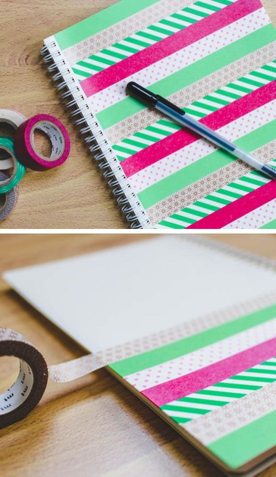 DIY Washi Tape Notebook | Click Pic for 18 DIY Back to School Crafts for Teens to Make | Easy Back to School Crafts for Kids to Make