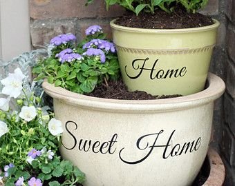 DIY Flower Pot Vinyl Decal Set / Home Sweet Home/ Spring Planter Garden Decor